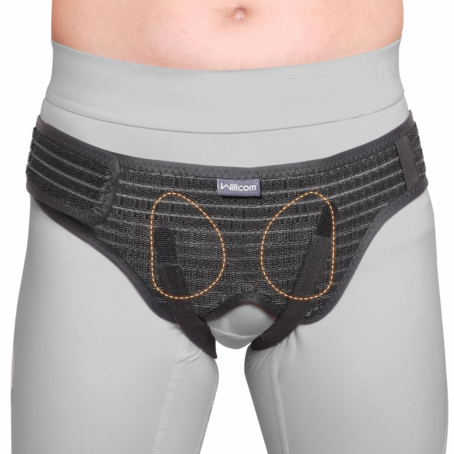 Ceinture Herniaire Inguinale pour Homme et Femme – Soutien Doux Réglable avec 2 Coussinets Amovibles – Hernie Inguinale/Groin/Hiatus – Post-Op, Sport, Travail – Anti-Glisse & Confortable (M, 89-104CM)