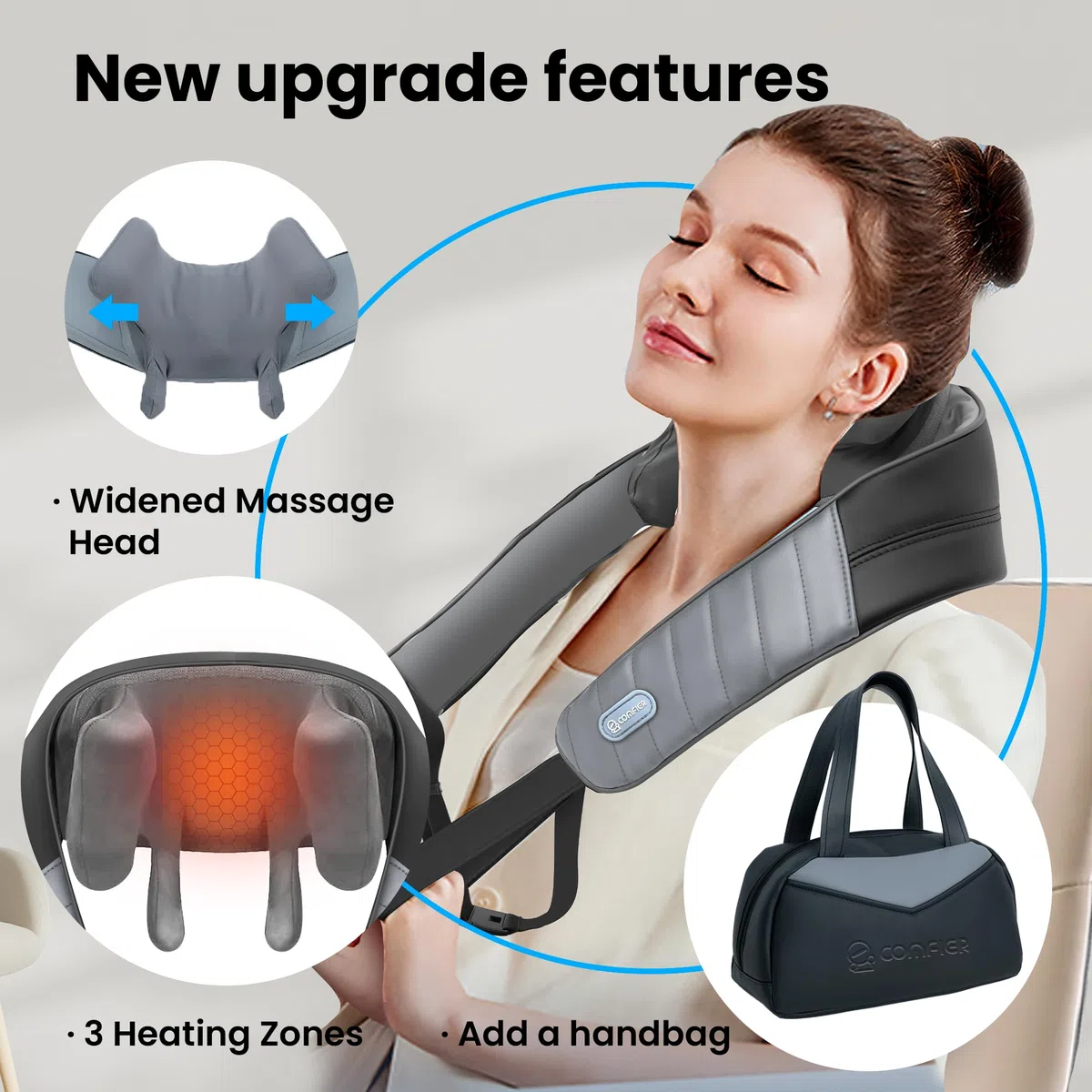 COMFIER Masseur 4D Cou Épaules Chaleur, Coussin Massage Shiatsu Sans Fil