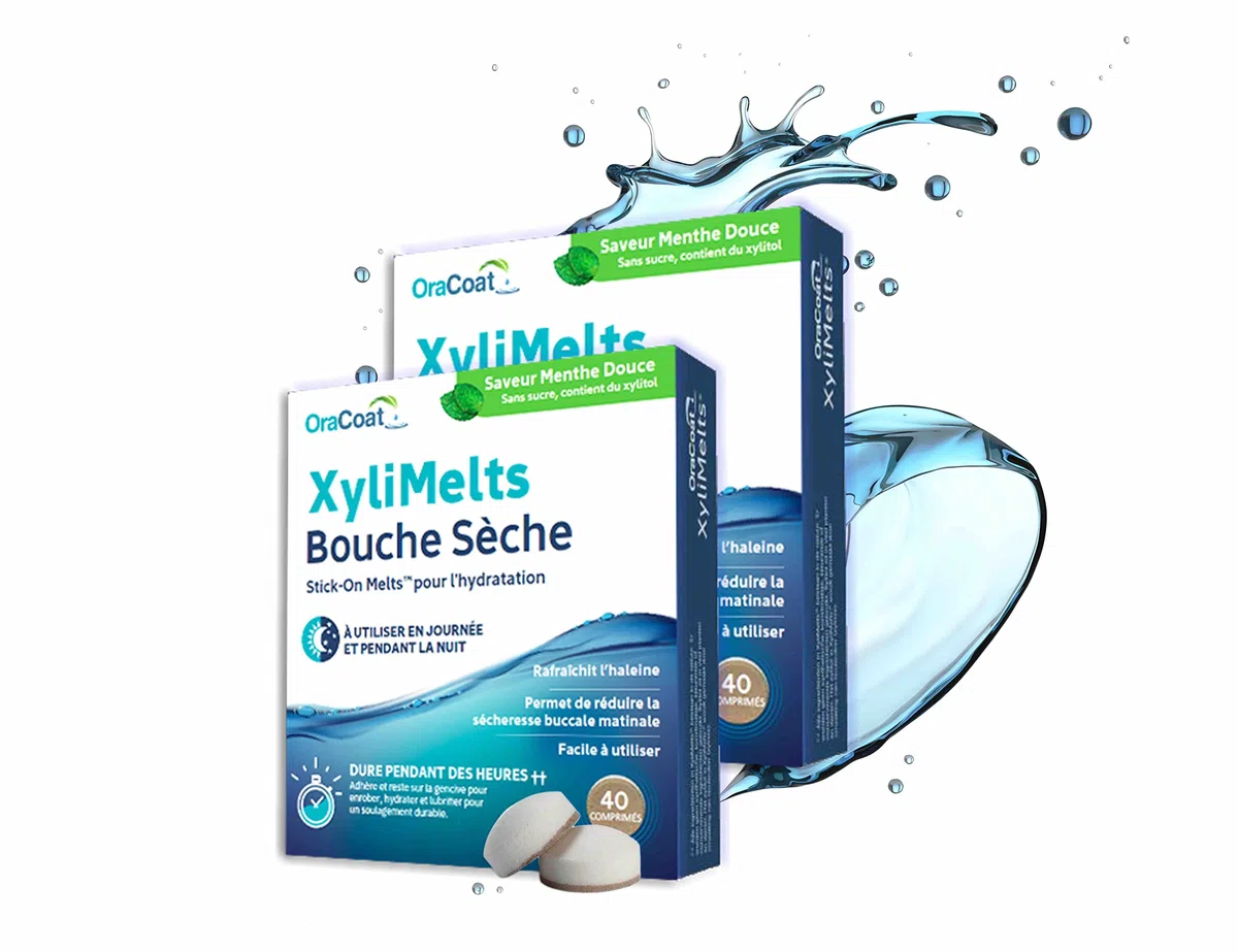 XYLIMELTS Bouche Sèche 80 Pastilles Adhérentes Menthe Douce, Soulage la Sécheresse Buccale, Sans Sucre au Xylitol