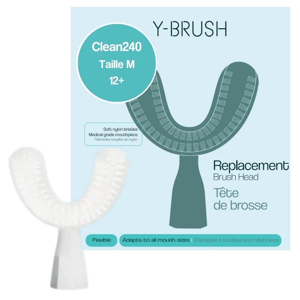 Compatible avec Ultra, Ultra Premium, DuoBrush, CleanMate - Y-Brush - Tête de Brosse Clean240 - Flexible - À Renouveler Tous Les 4 Mois - Adulte