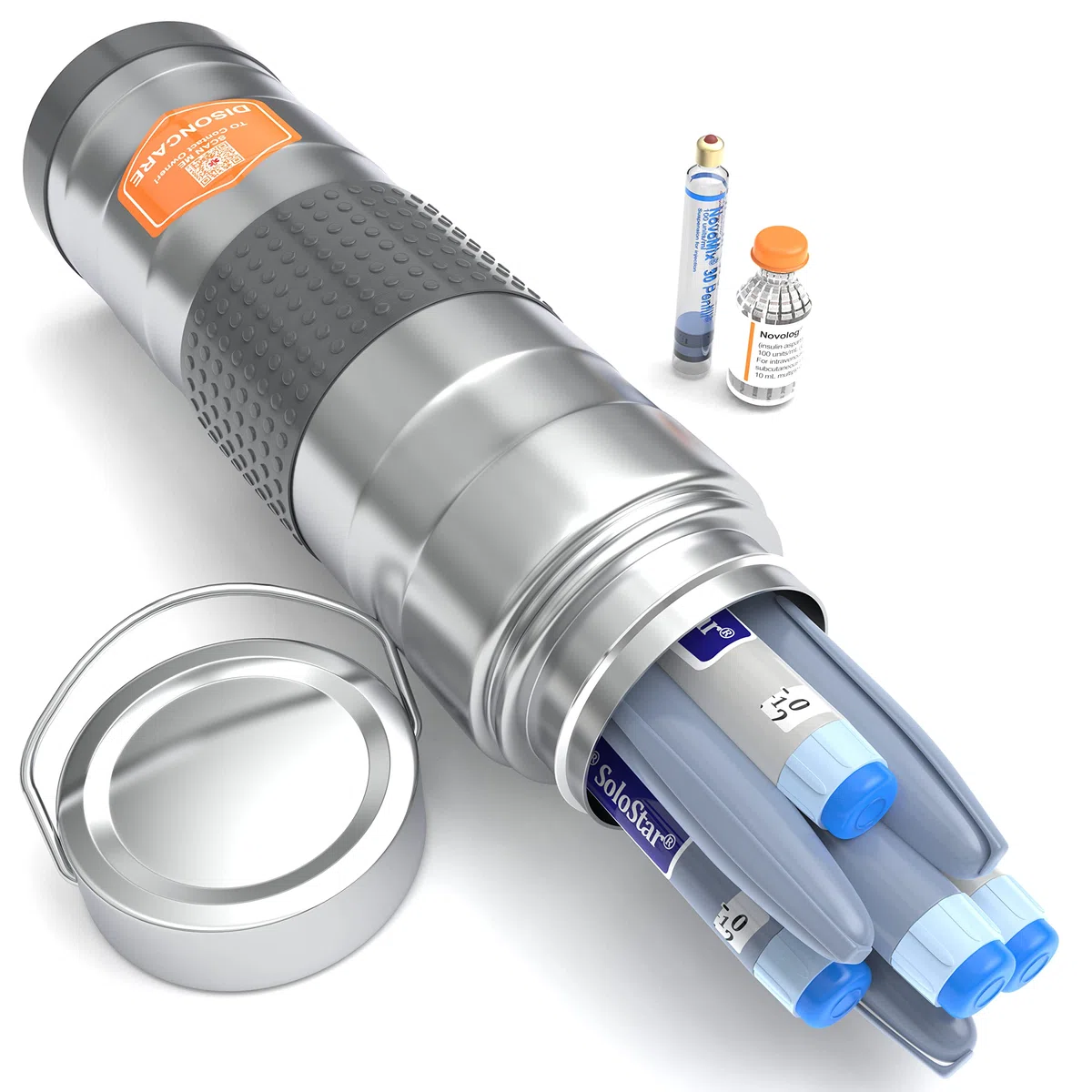 DISONCARE 74h 7 Stylos Trousse Isotherme Insuline 316L,TSA Approuvé pochette isotherme Medicaments Voyage Diabetique pour Stylo Vaccin Seringues TempéRature Observable-Avec 2 Glacières