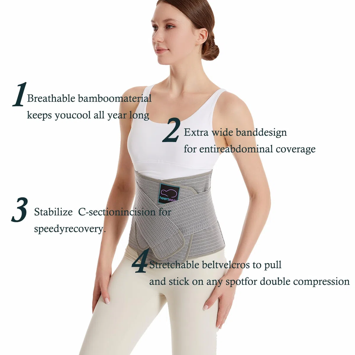 Ceinture abdominale post-partum, ceinture abdominale réglable, pour le soutien abdominal et le soulagement des douleurs dorsales