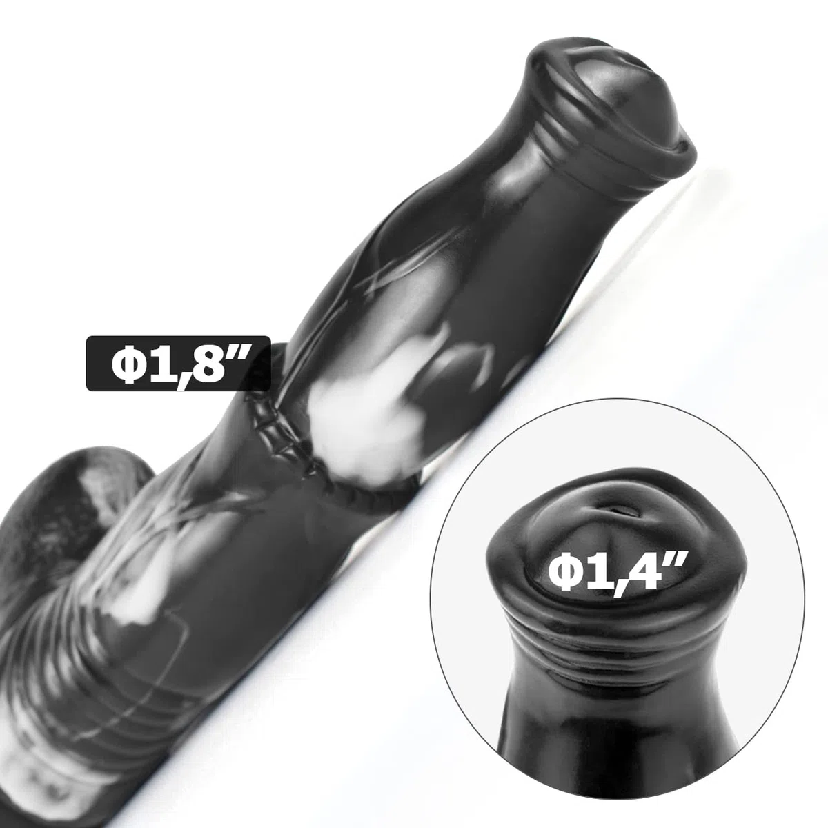 Gode ​​mythologique YOCY, Réplique de pénis moyen insérable de 7,7 '', fantasmée jouets sexuels anaux pour la masturbation (Noir et blanc)