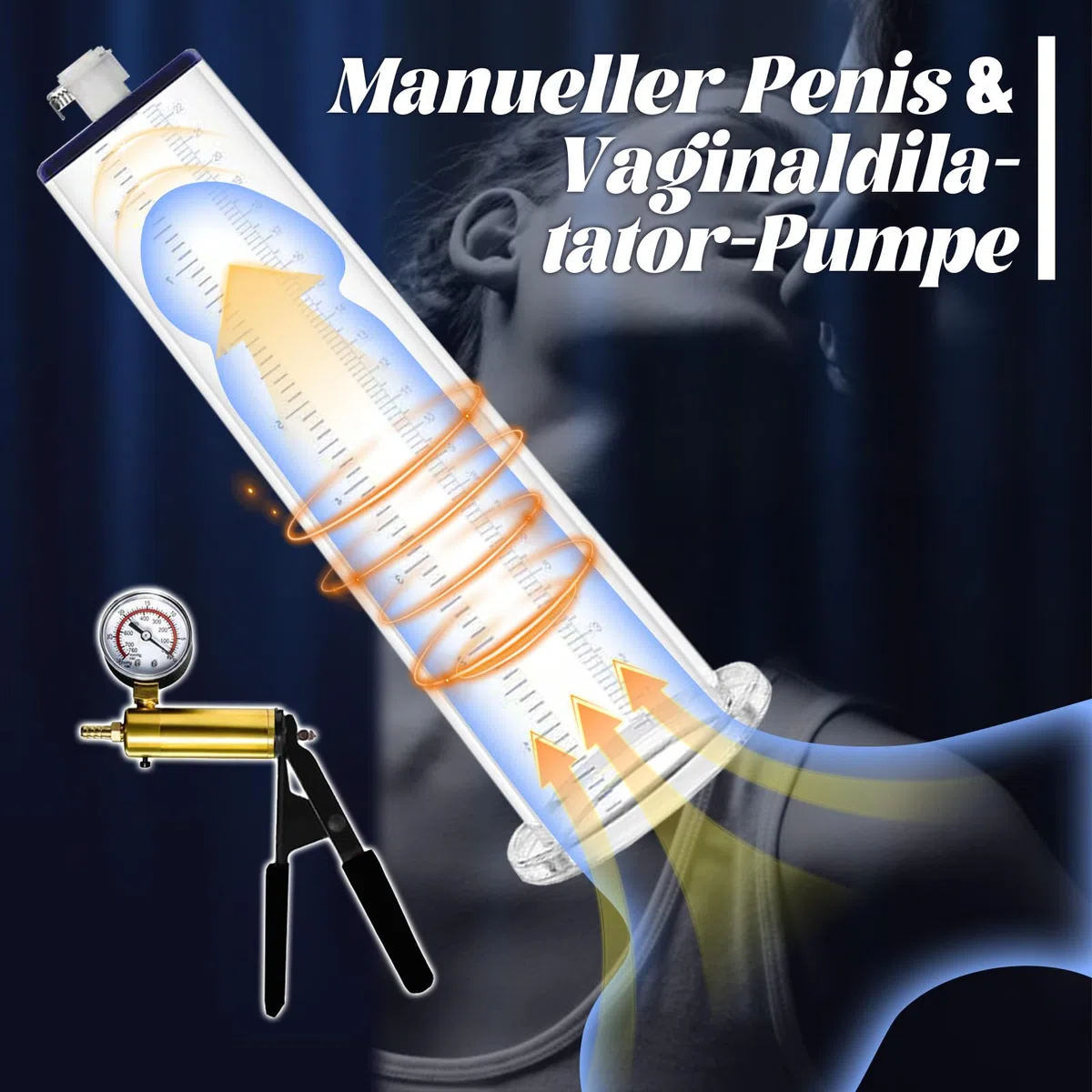 Pompes à Pénis pour Agrandir son Pénis Sex Toýs Homme Pompe a Penis Manuelle avec Poignée en Métal et Manomètre Pompe Penis avec 6 Anneaux de Pénis Extenseur de Pénis Masculin