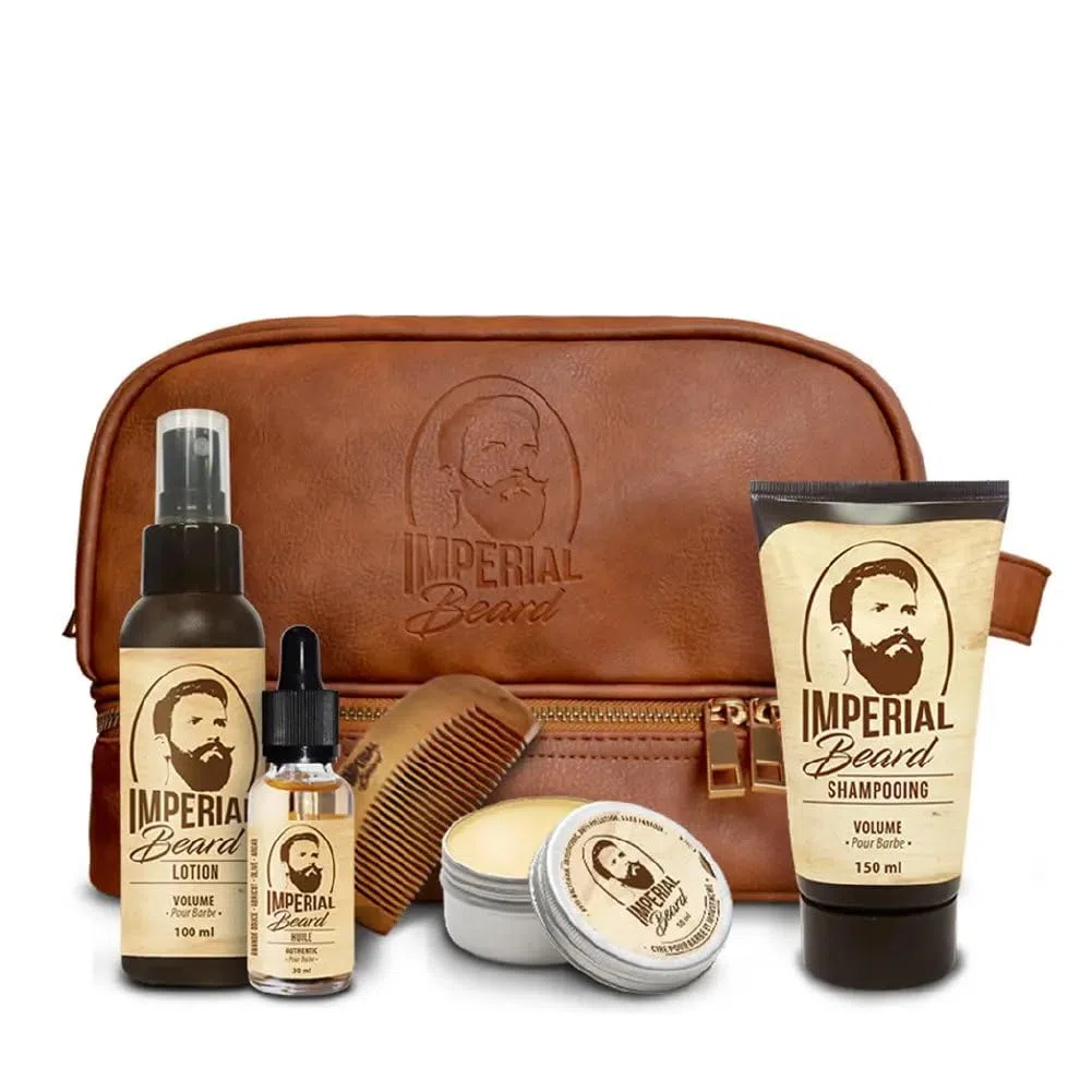 IMPERIAL BEARD Kit Barbe Homme 1 Peigne 1 Shampooing Volume 3 Soins Cadeau Homme Fabrication Française