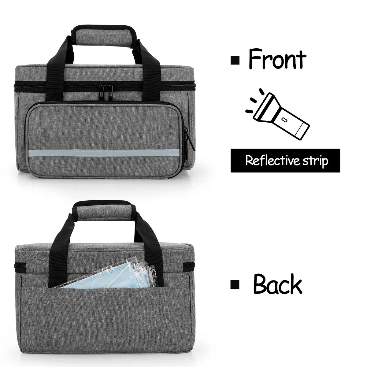 CURMIO Petit Boite de Premiers Secours, Sac d’Urgence pour Maison ou Voyage, Organisateur des Médicaments, Gris (Sac Vide, Brevet en Instance)