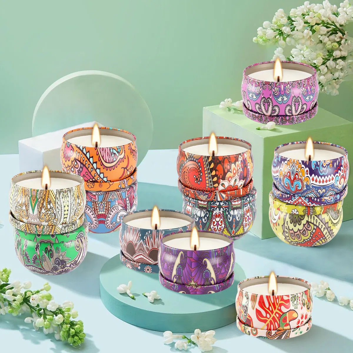 LIVEN Lot de 36 bougies parfumées en cire de soja pour la maison - Bougies parfumées pour la maison - 70,9 g - Bougies parfumées pour maman pour Noël, anniversaire, Thanksgiving, fête des mères