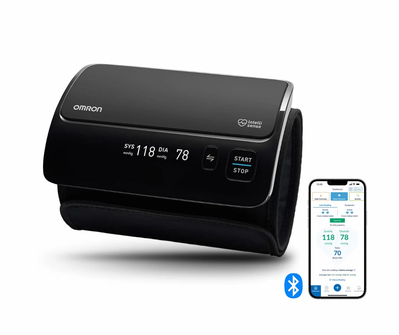 OMRON EVOLV Appareil tension artérielle bras – Conception tout-en-un – Tensiomètre bras avec détection de pulsation cardiaque irrégulière – Bluetooth – Avec OMRON connect appli