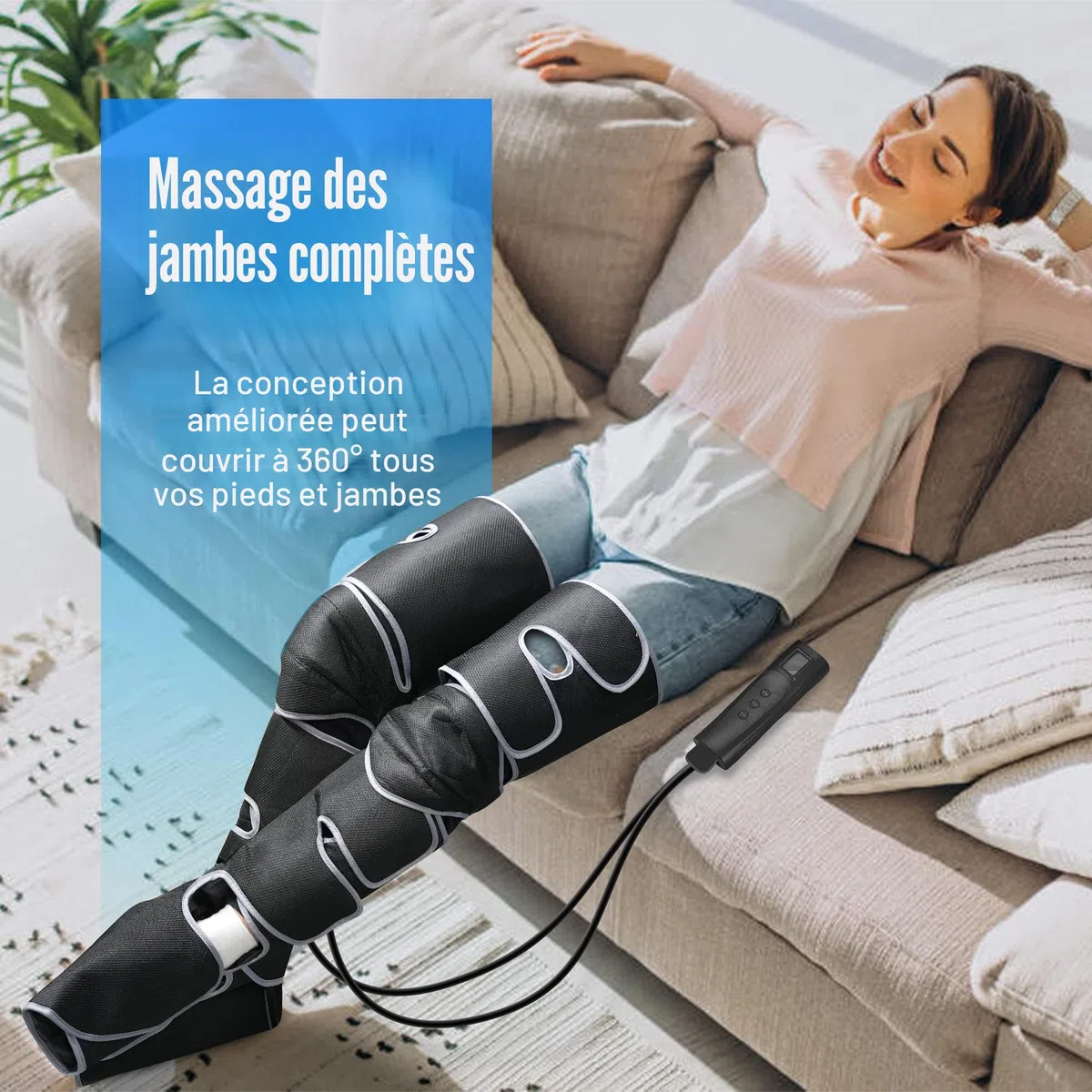 COMFIER Masseur de jambes pour la circulation sanguine et le soulagement de la douleur, masseur de jambes avec chaleur,3 réglages de chaleur et 3 intensités,cadeau de Thanksgiving