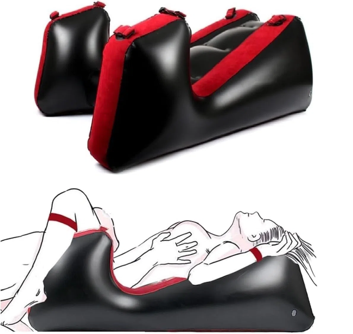 Rampe de bondage multi-positions - Fauteuil gonflable - Lit - Chaise gonflable - Canapé - Coussin SM avec menottes