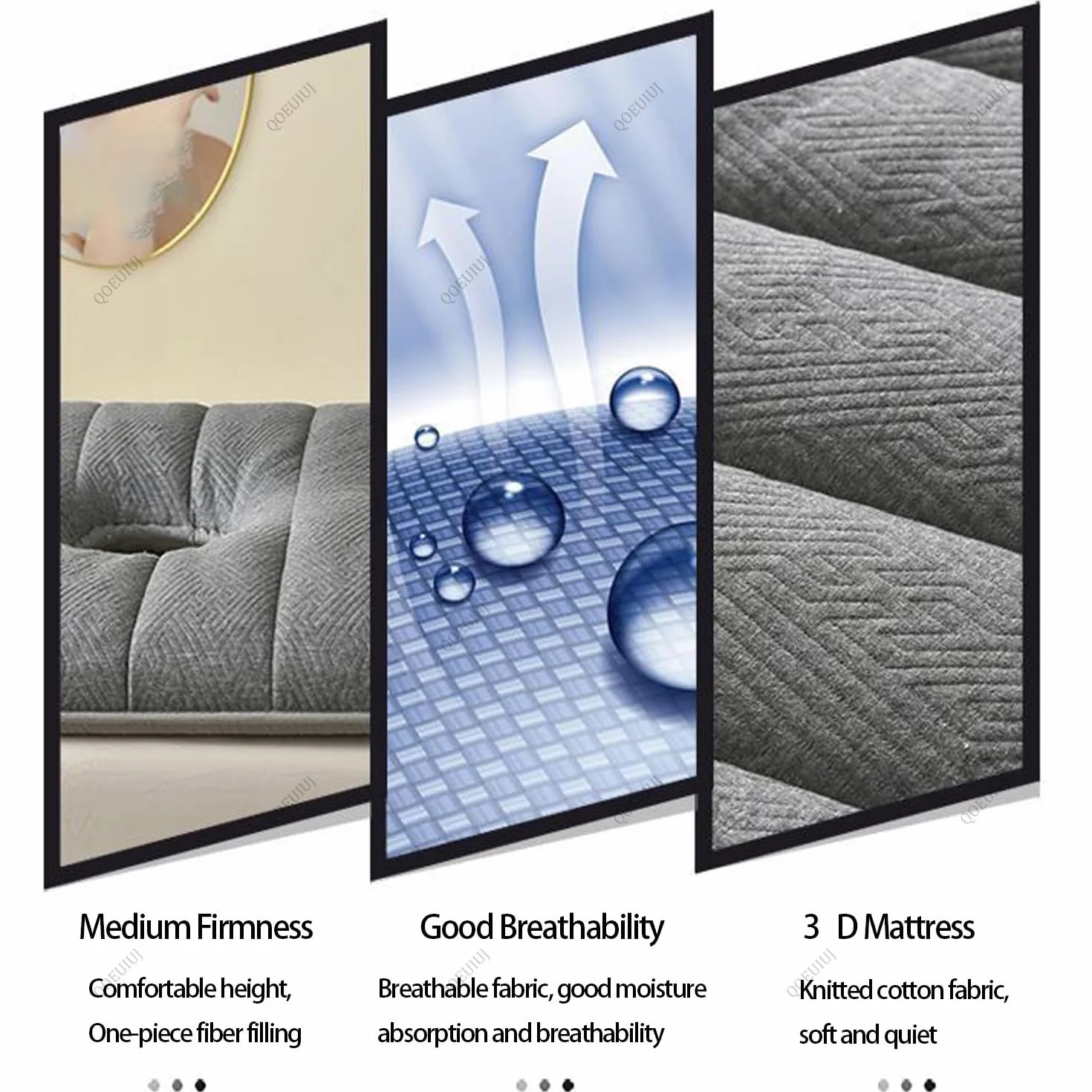 Surmatelas Table de Massage avec Trou Visage - Matelas Lit Esthétique Antidérapant Mousse Haute Densité, Coussin Épais pour Salon de Beauté et Extension de Cils(Gris,185x70x6cm)