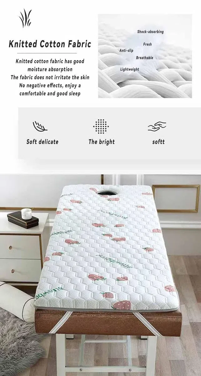 Surmatelas Table de Massage avec Trou De Respiration,Surmatelas Carré/Rond/Tête Trapézoïdale,Matelas Lit De Beauté Rembourrage De Lit Spa Matelas À Mémoire Massage(Color:C,Size:80x190cm)