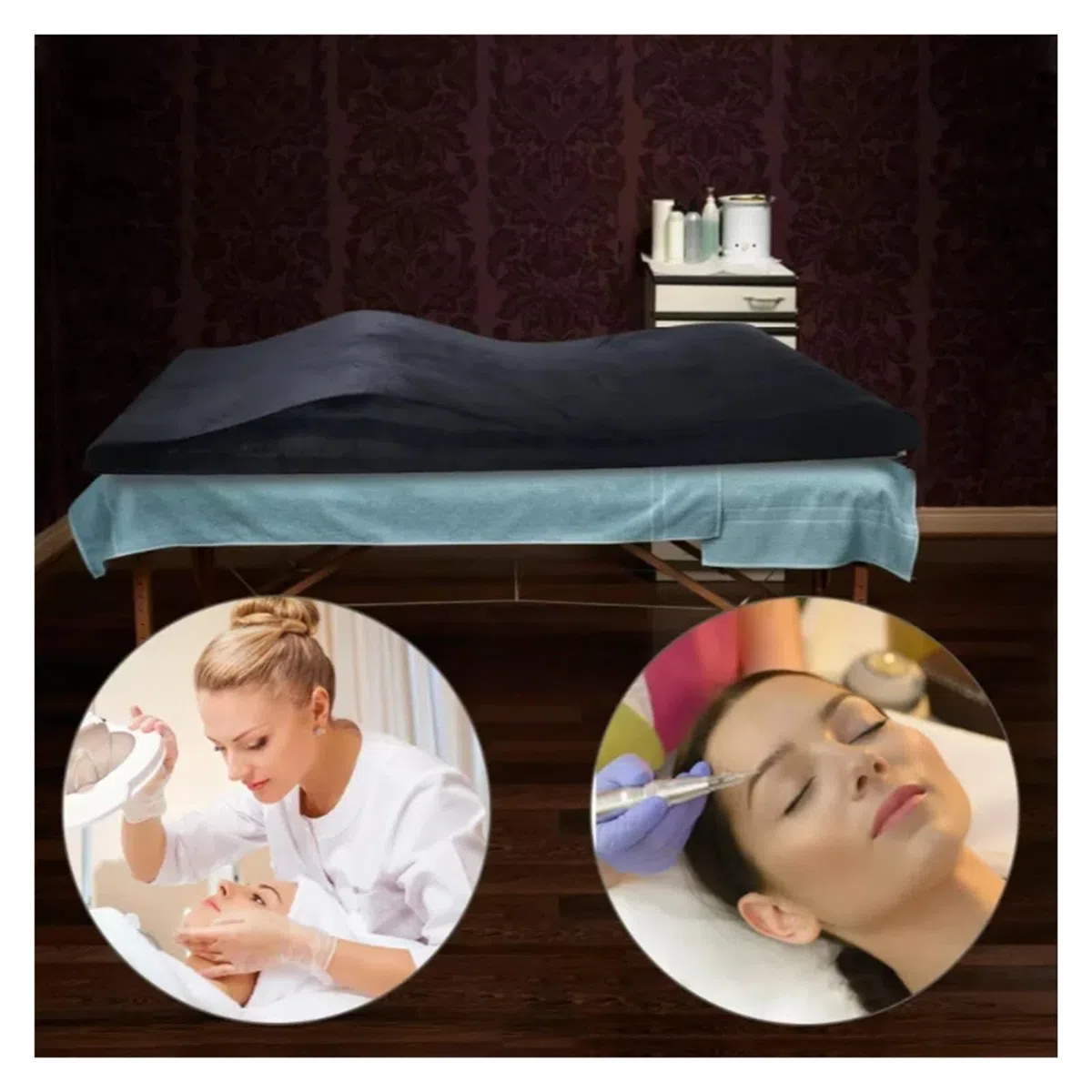 Matelas Table De Massage Salon de beauté Extension cils incurvée Surmatelas lit Table massage en velours Matelas for Lit for salon(Plastic cover)