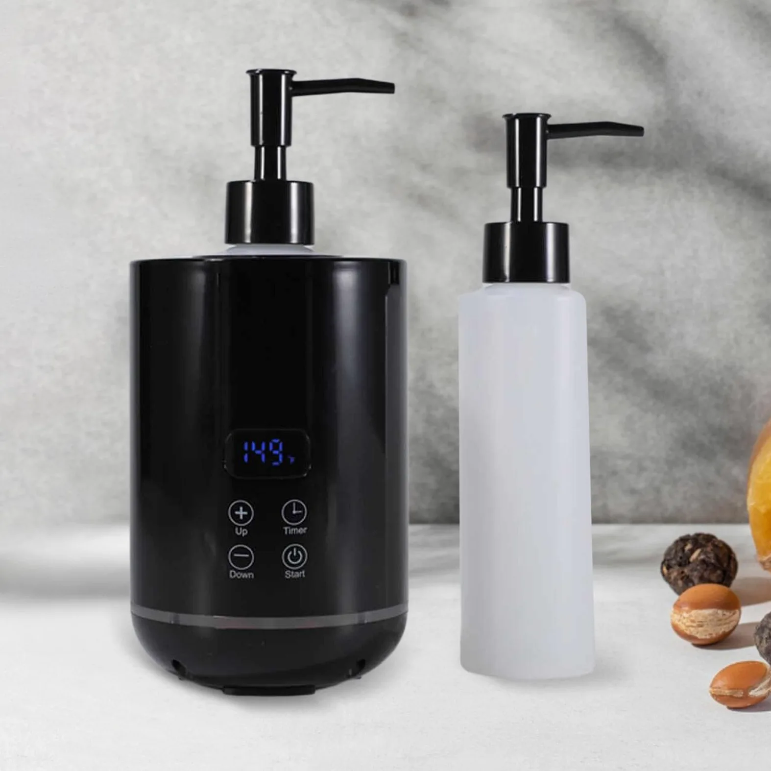 3 Pièces Chauffe-Huile de Massage, Appareil de Chauffage Portable, Chauffe-Bouteille et Chauffe-Lotion en Matériau PP, Affichage LED Tactile, Approprié pour Salon, Voyage, Noir