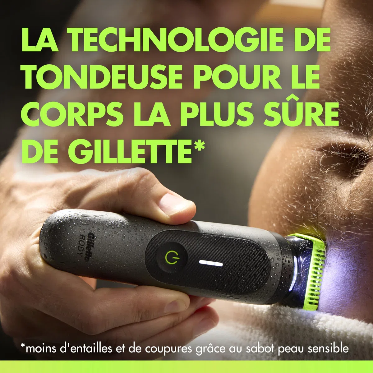 Gillette Labs Body + Intimate Tondeuse Homme i7, Tondeuse Corps et Zone Intime, Étanche, Dotée de la Technologie SkinFirst et de la Lumière LED pour Visibilité, 3 Sabots, Batterie Rechargeable Incluse