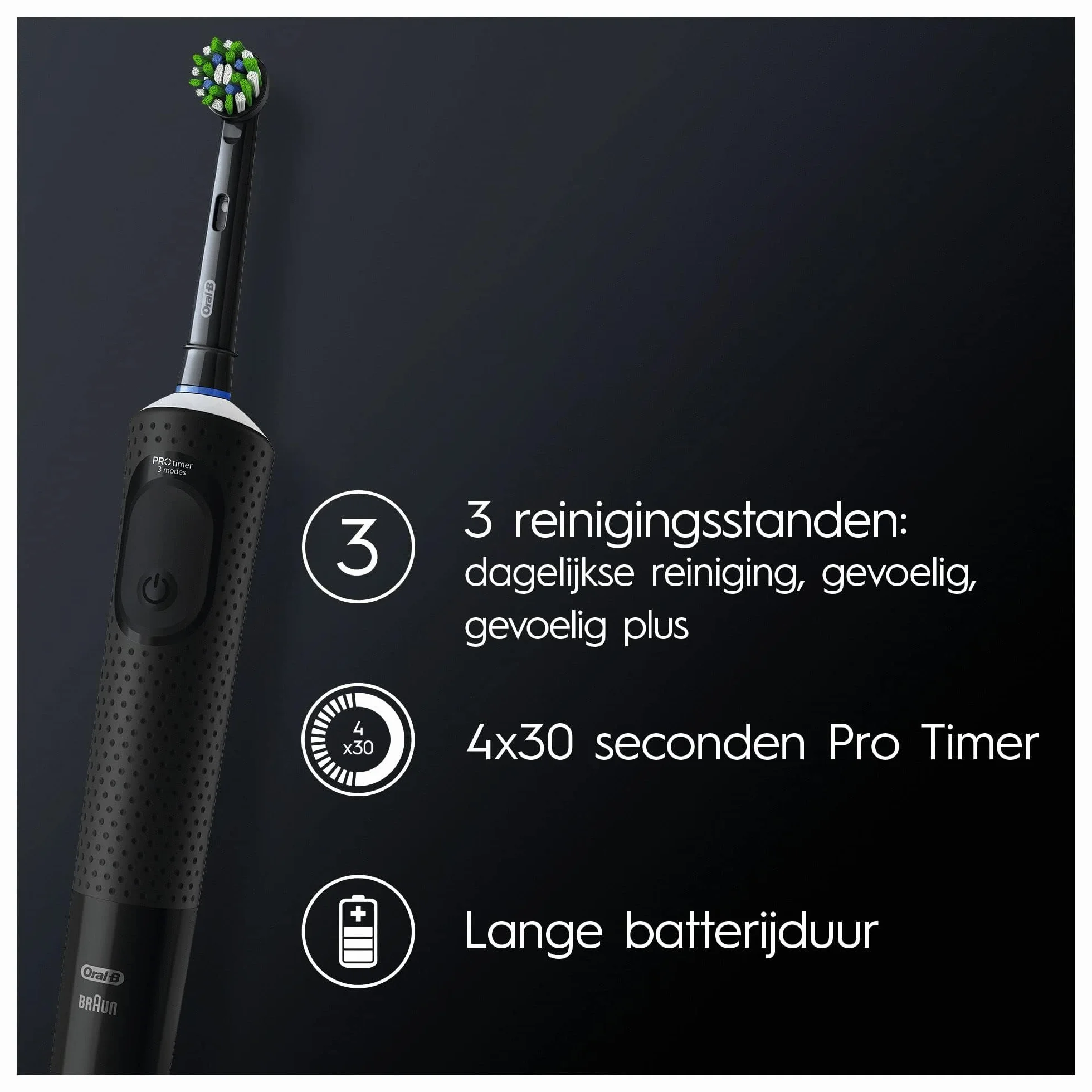 Oral-B Vitality Pro Lot de 2 brosses à dents électriques avec 2 brosses de rechange, 3 modes, noir/violet