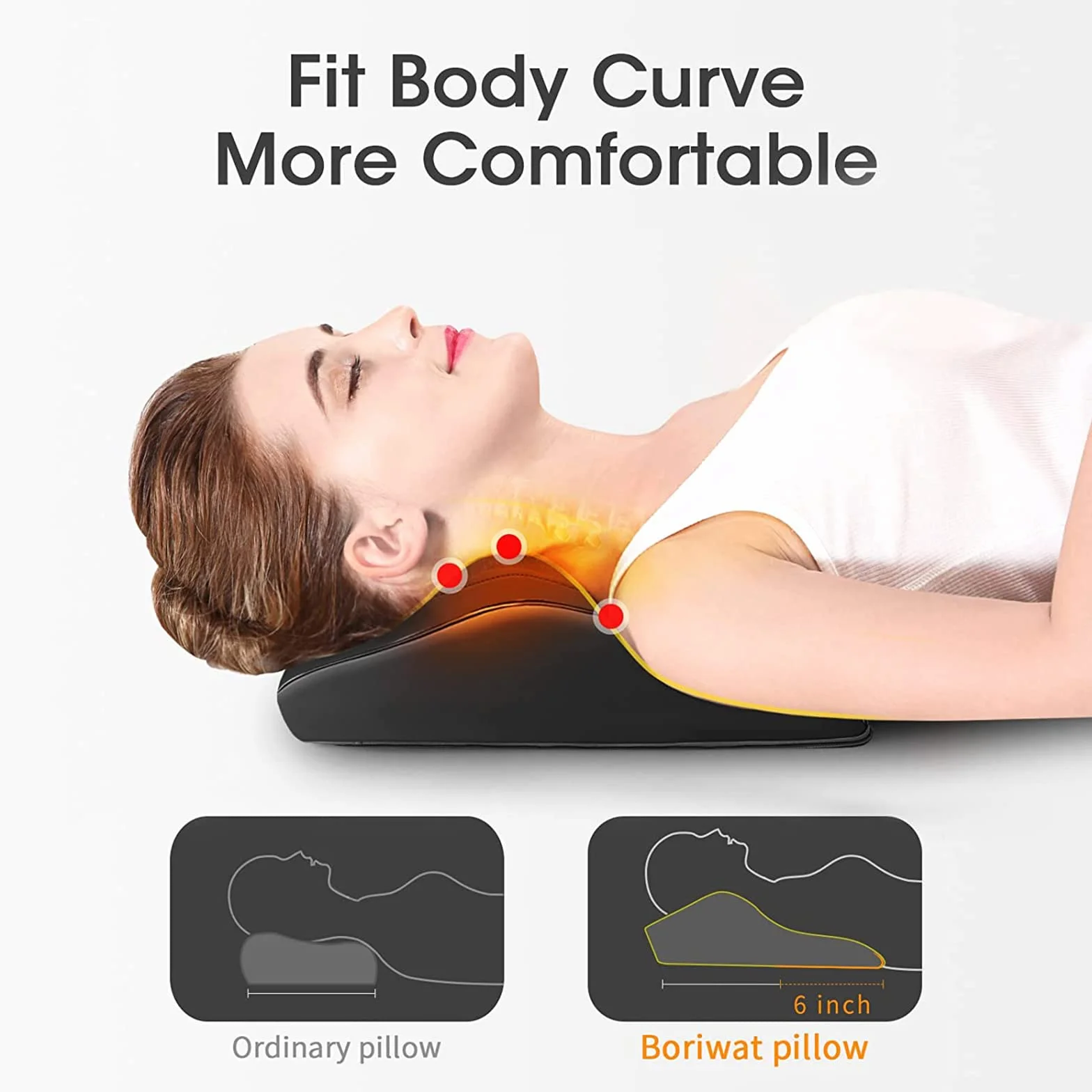 Masseur Cervical Coussin Chauffant Massage Dos Cou Soulage Douleurs Musculaires Épaules Jambes Pieds