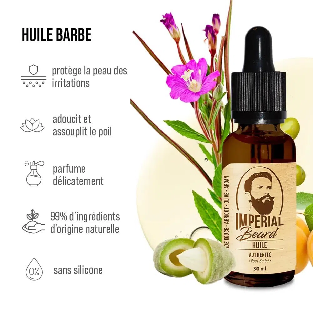 IMPERIAL BEARD Kit Barbe Homme 1 Peigne 1 Shampooing Volume 3 Soins Cadeau Homme Fabrication Française