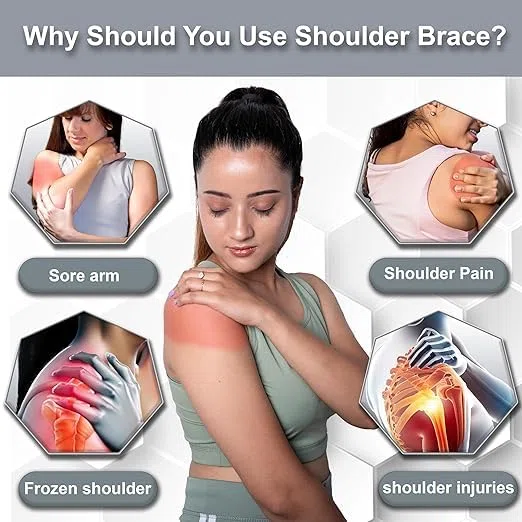 Wonder Care Épaulière gauche droite noire pour immobiliser les épaules du bras ou du cou de clavicule, luxation osseuse