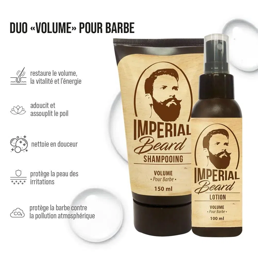 IMPERIAL BEARD Kit Barbe Homme 1 Peigne 1 Shampooing Volume 3 Soins Cadeau Homme Fabrication Française