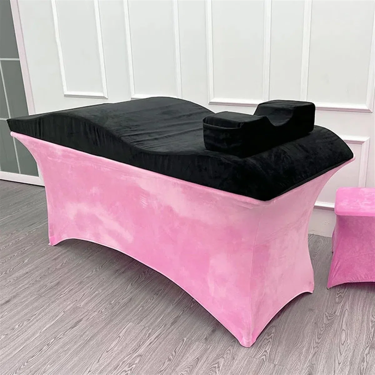 Matelas À Cils À Vagues Incurvées Salon de beauté Extension de Cils incurvée Surmatelas de lit Table de Massage en Velours Matelas for Cils Lit for Salon de beauté(Black Mattress)