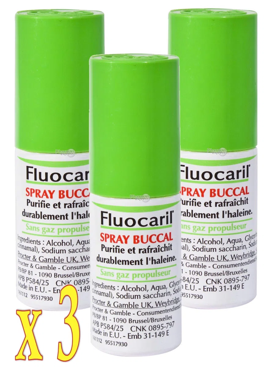 Fluocaril Spray Buccal Rafraichit l'haleine - Lot de 3 Sprays de 15 ml