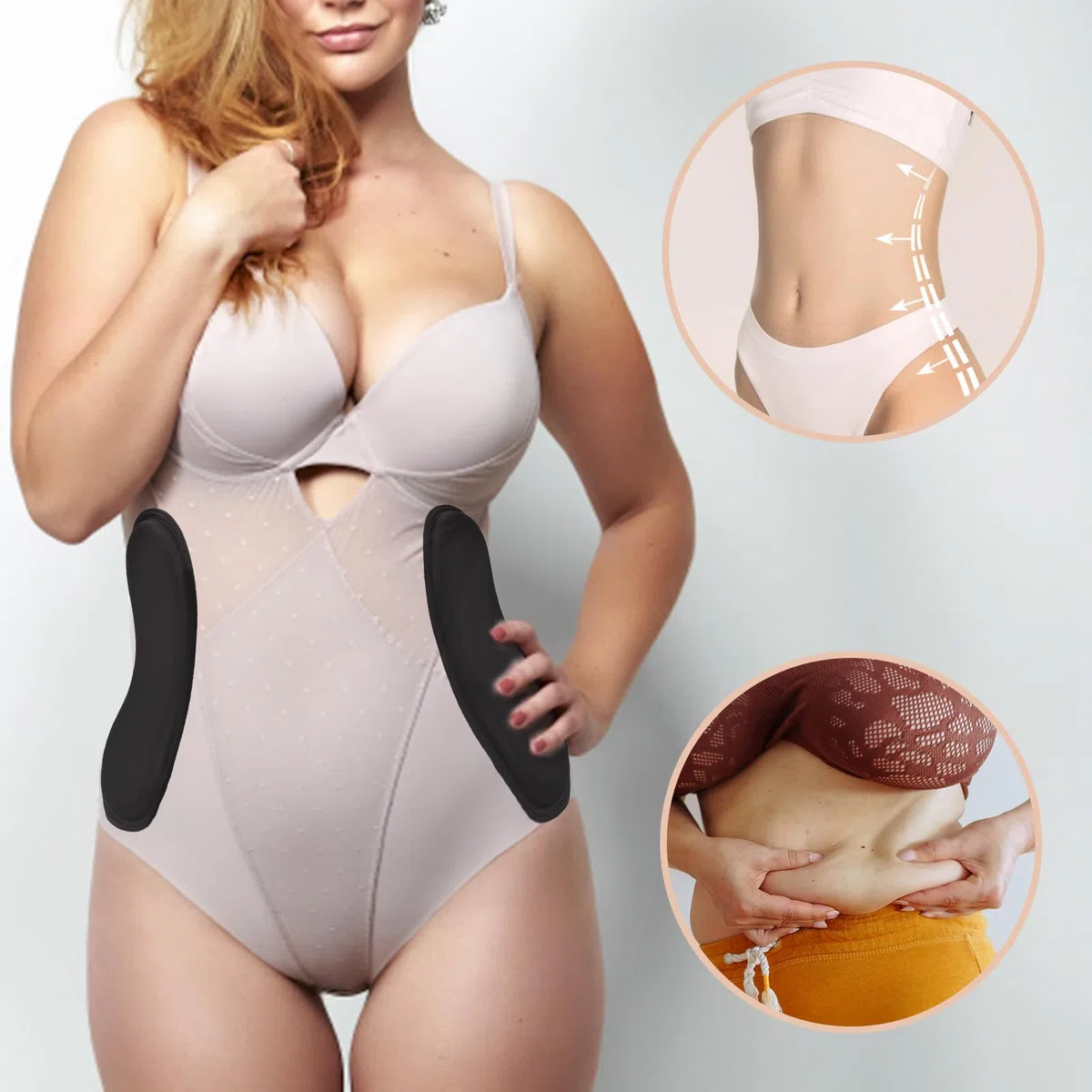 Ensemble de Planches de Compression Abdominale Latérale, Protections Latérales Mousse Lipo avec Planche Plate et Panneau Lombaire Noir