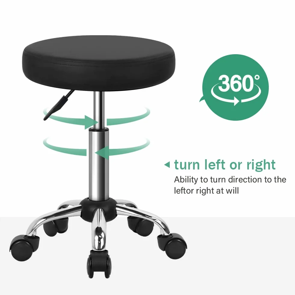 FURWOO Tabouret à roulettes polyvalent avec roulettes pour spa - Tabouret à dessin réglable (noir)
