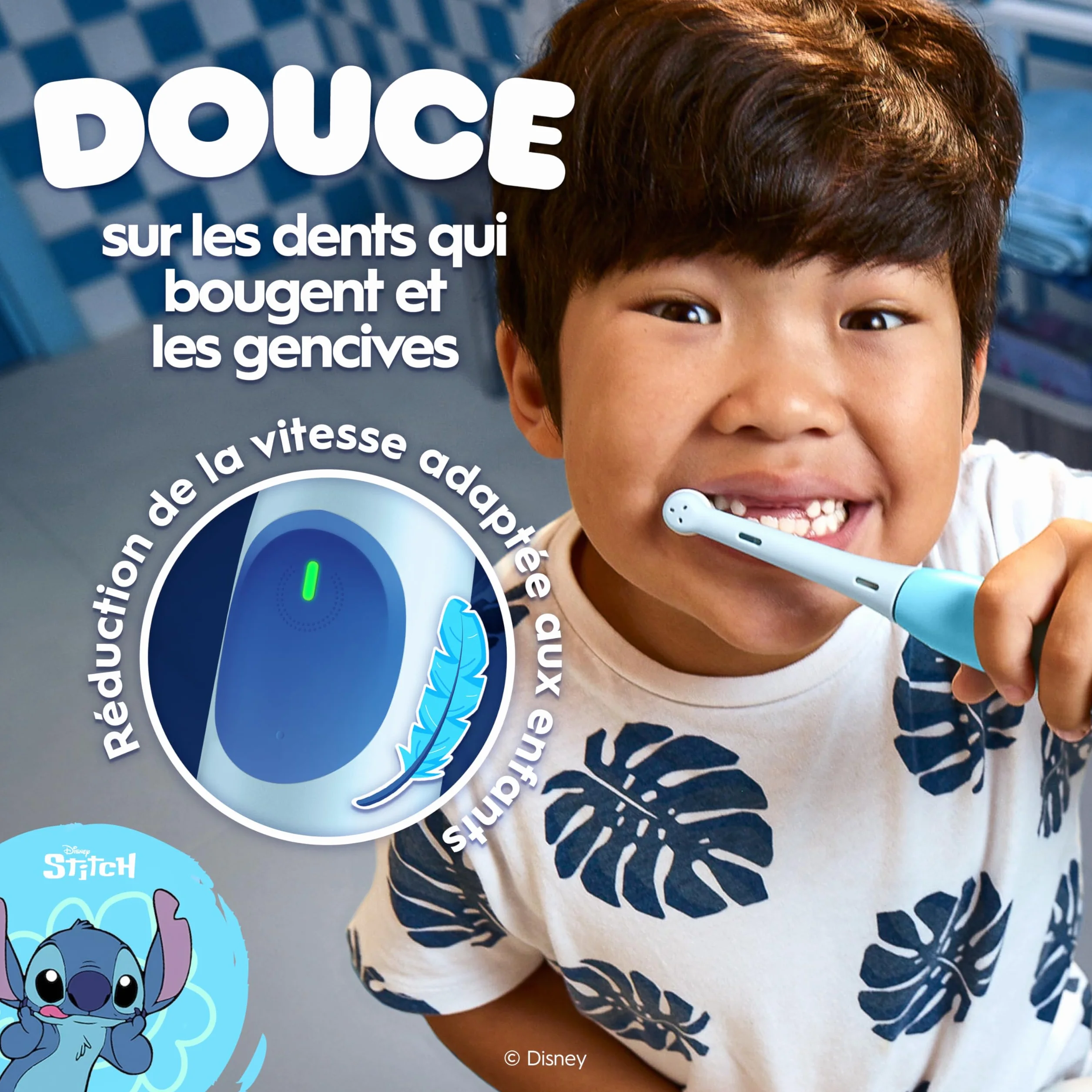 Oral-B Brosse à Dents Électrique iO Kids Stitch Bleue 3 Modes Brossage Enfants 6 Ans Minuteur Musical