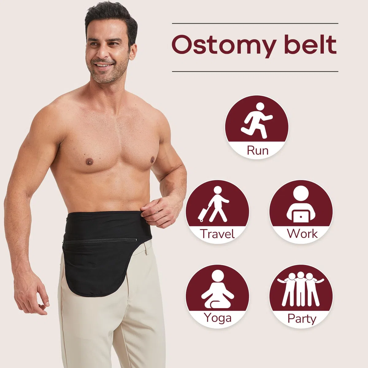 DERAYMI Ceinture de stomie invisible pour colostomie & ileostomie, soutien homme femme nageant en plein air XL