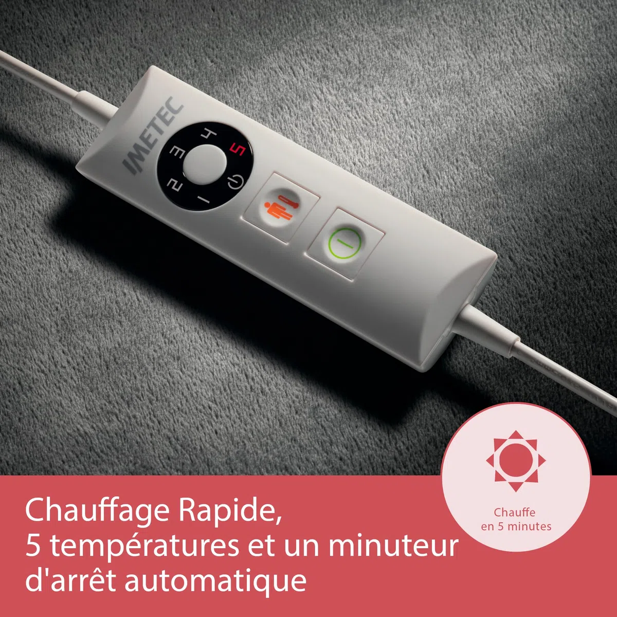 Imetec Intellisense Cervical Ultra Doux - Coussin Chauffant Électrique Nuque, Cou - Tissu Hypoallergénique, 5 Températures, Chauffage Rapide, Protection contre Surchauffe, Lavable en Machine 47x52 cm