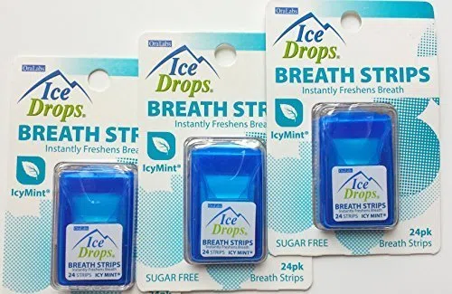 OroLabs Ice Drops Breath Strips Blast of Icy Mint Sugar Free 3 Pack