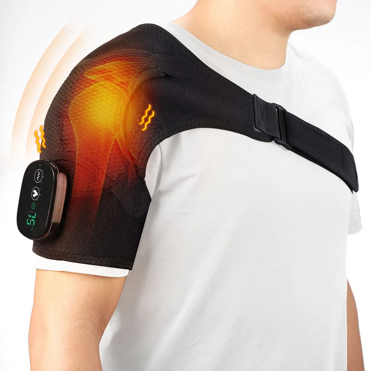 AFDEAL Épaulière chauffante avec vibration, bandoulière électrique réglable, épaulière pour homme ou femme, épaulière pour support d'épaule, bandage d'épaule pour épaule gauche/droite, Noir