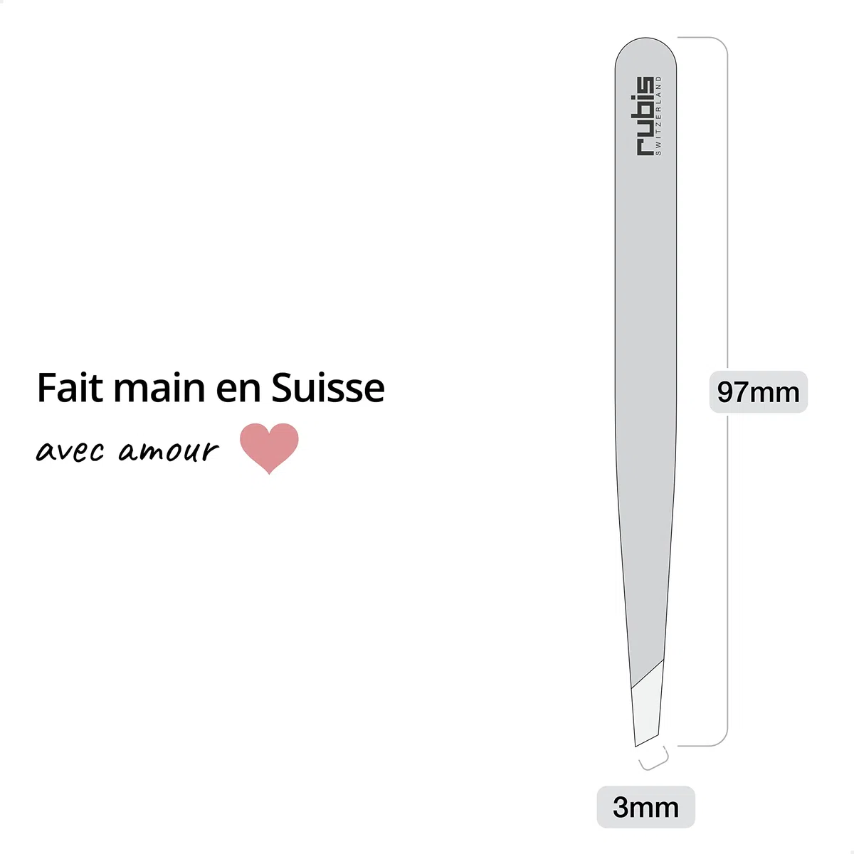 Pince à épiler Rubis classique acier inoxydable mors biais inclinée fine pointue professionnelle sourcils