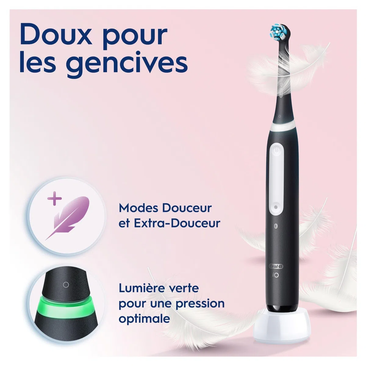 Oral-B iO 4 Brosse À Dents Électrique Noire, 1 Brossette, 1 Étui De Voyage