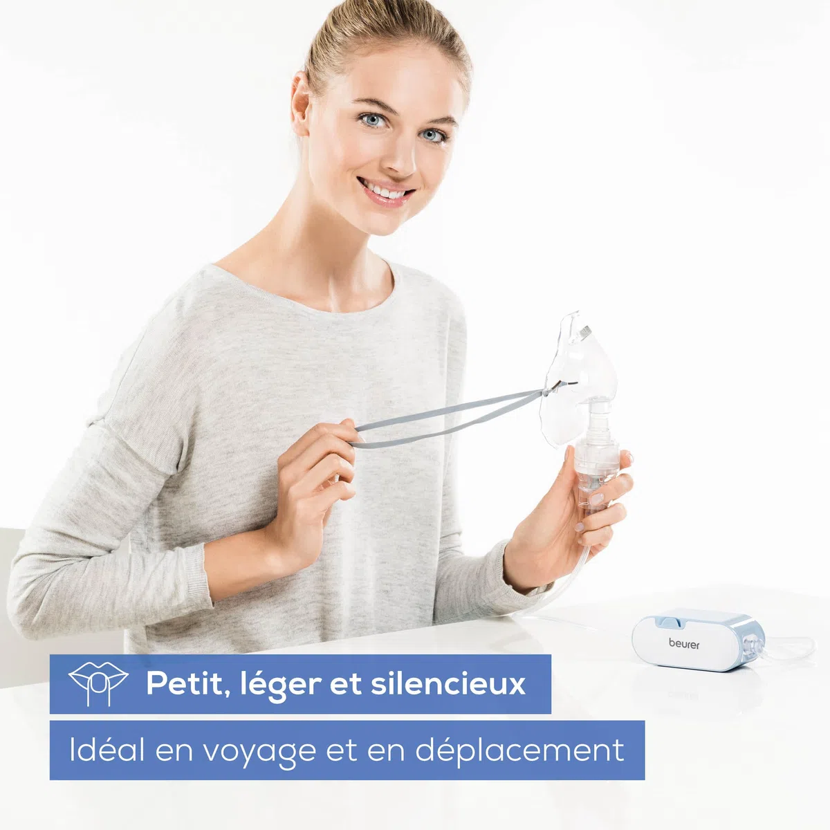 Beurer IH 60 Nébuliseur, inhalateur silencieux et portable, batterie rechargeable, technologie de l'air comprimé par compresseur pour une utilisation en cas de maladies respiratoires