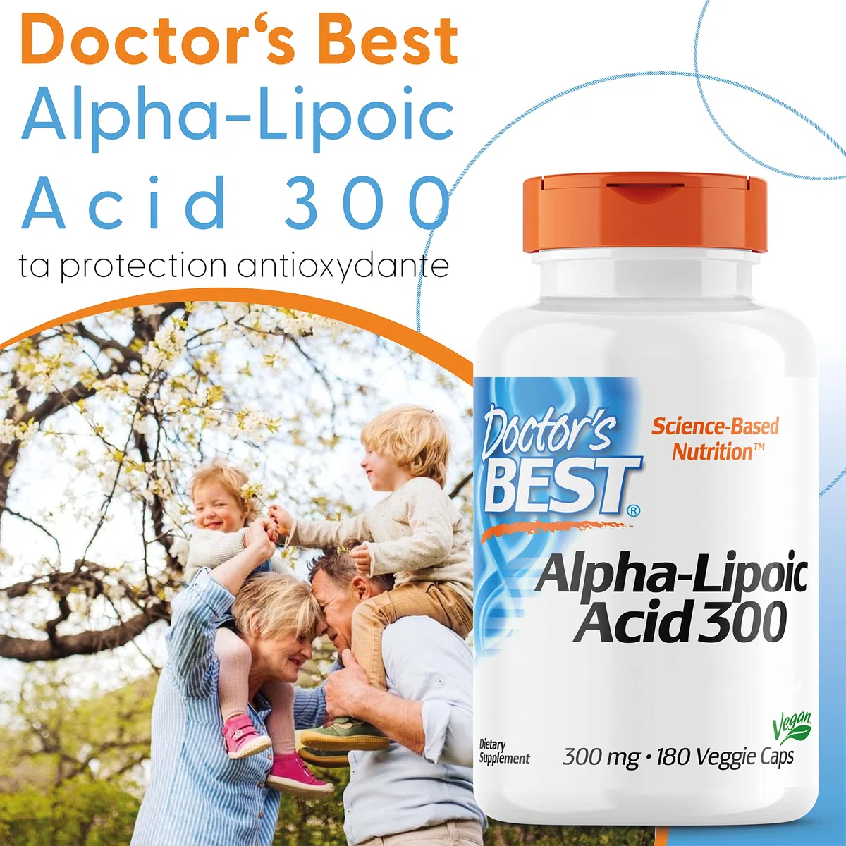 Doctor's Best, Alpha-Lipoic Acid (Acide Alpha Lipoïque), 300mg, 180 Capsules végétaliennes, Hautement Dosé, Testé en Laboratoire, Non-OGM, Sans Gluten, Sans Soja