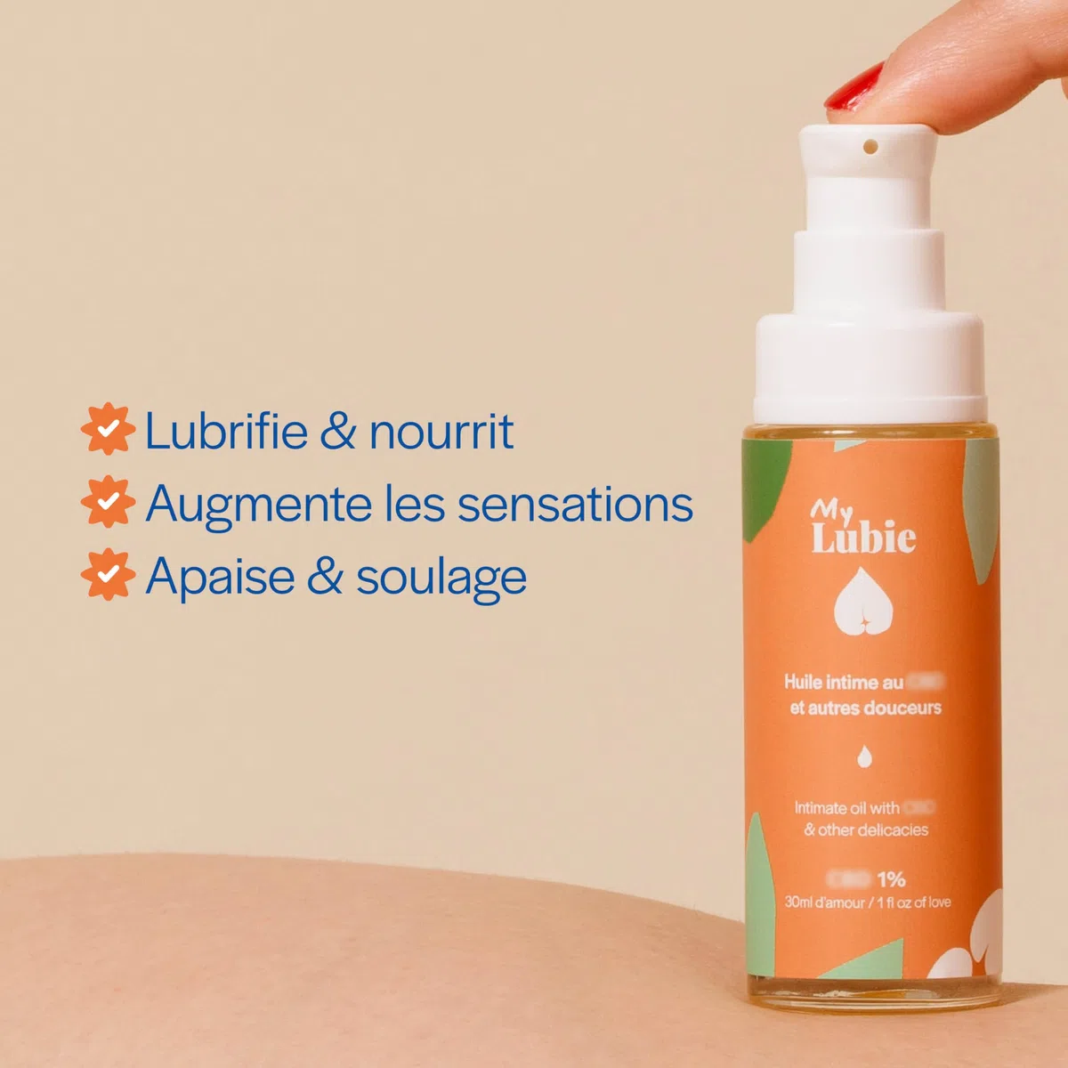 MY LUBIE - Huile Lubrifiant Intime Premium - Nourrit, Lubrifie et Apaise - 100% Naturelle et Fabriquée en France - 6 Ingrédients Biologiques - Stimule et Soulage - Ne Colle Pas - 30 ml