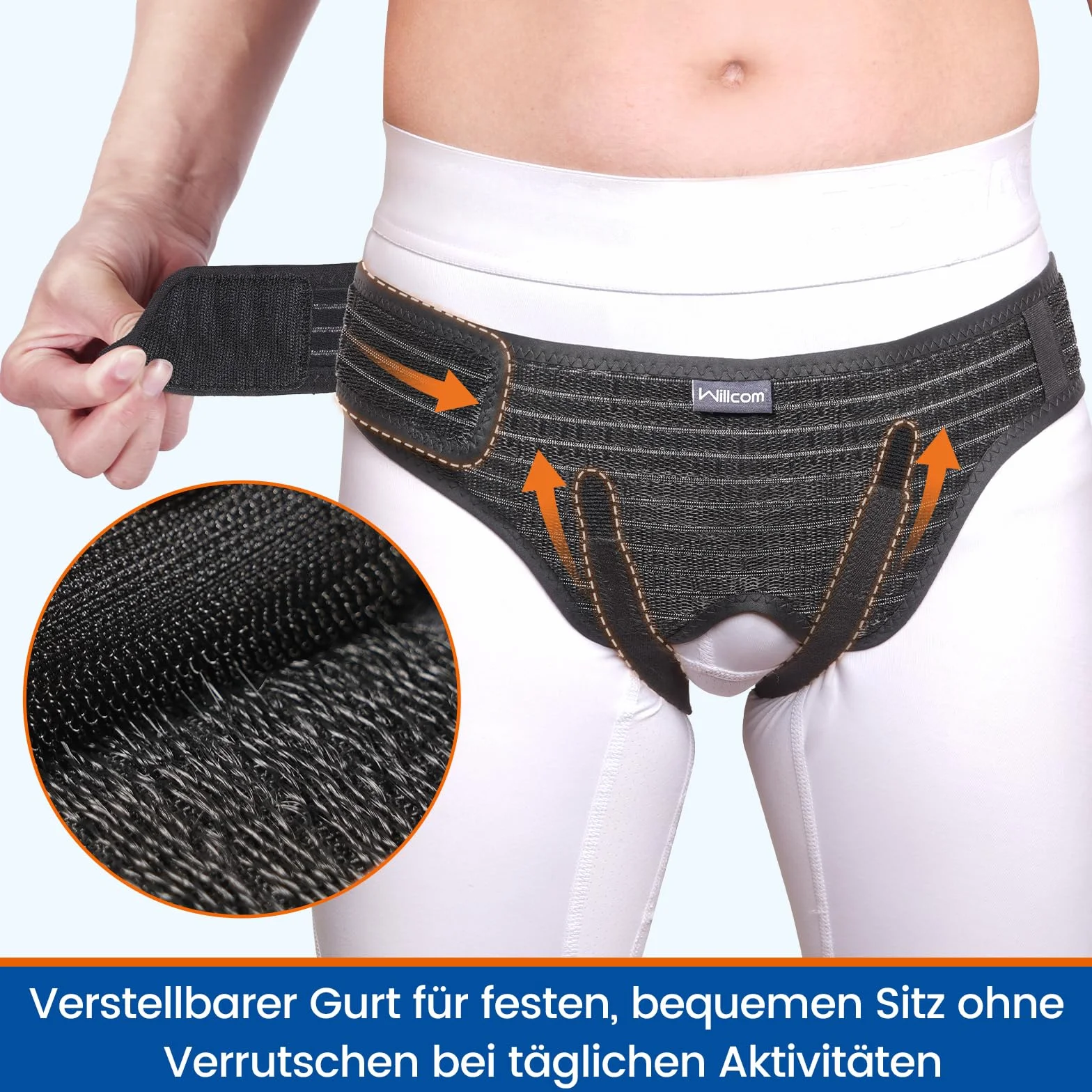 Ceinture Herniaire Inguinale pour Homme et Femme – Soutien Doux Réglable avec 2 Coussinets Amovibles – Hernie Inguinale/Groin/Hiatus – Post-Op, Sport, Travail – Anti-Glisse & Confortable (M, 89-104CM)