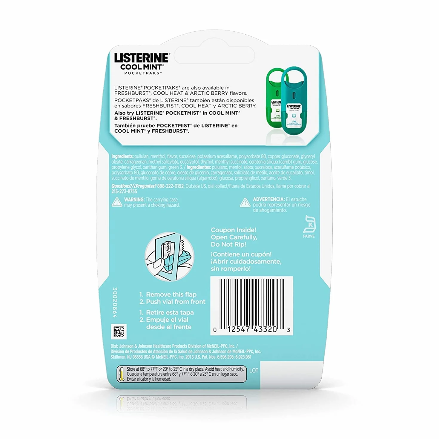 Listerine PocketPaks Cool Mint 24 bandes lot de 12
