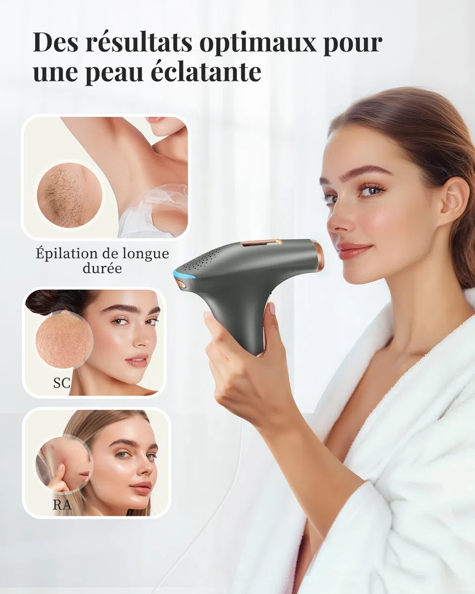 Épilateur Lumière Pulsée Haarlosy 999,900 Flashs 9 Niveaux Laser IPL pour Femme et Homme