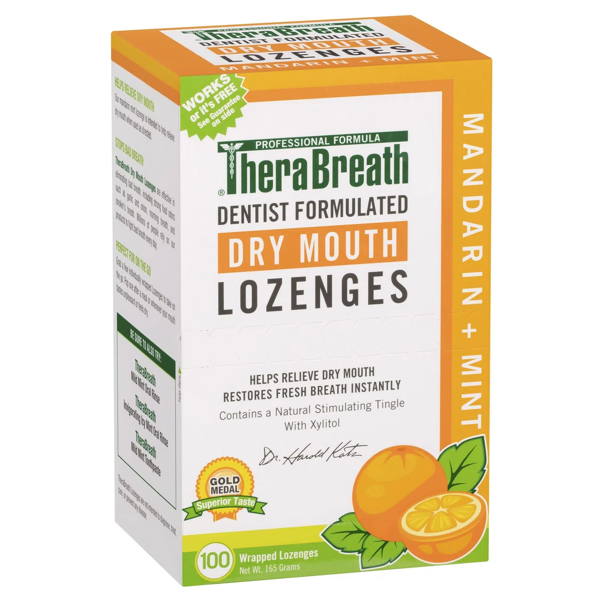 TheraBreath Dry Mouth Lozenges Sugar Free Mandarin Mint 100 Count