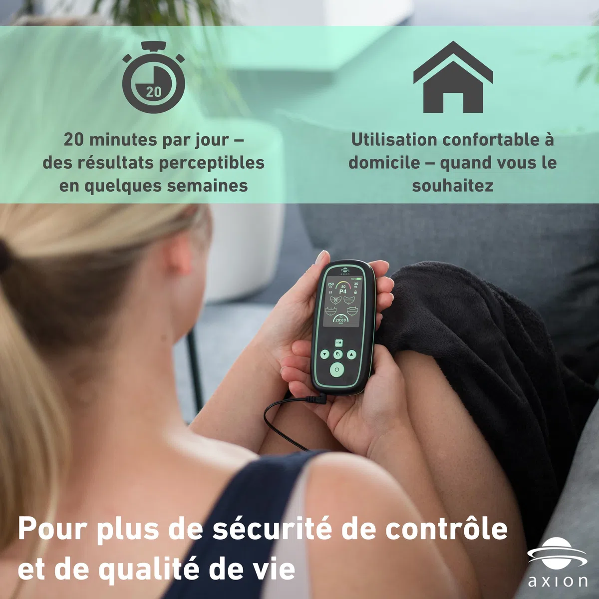 Axion® I-3000 Entraineur du plancher pelvien pour femmes, Appareil Kegel EMS avec sonde vaginale, 4 programmes, 80 intensités, Batterie rechargeable