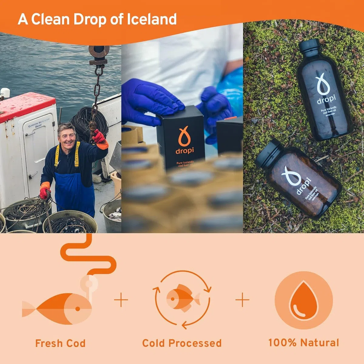 Dropi Huile de foie de morue Pur d'Islande - Supplémentaire vierge 180 capsules