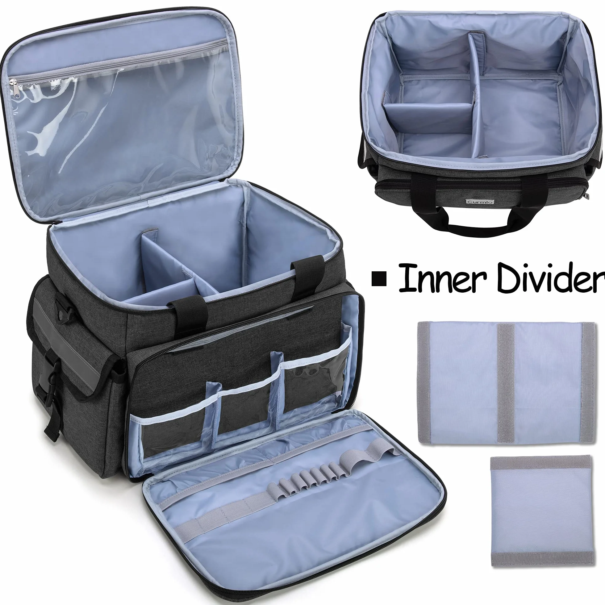 CURMIO Sac Infirmière Libéral, Sac de Rangement pour Fournitures Médicales d'urgence, Pratique pour Les Kinésithérapeutes, Les Médecins, Le Personnel de Santé à Domicile, Noir (Sac Seulement)