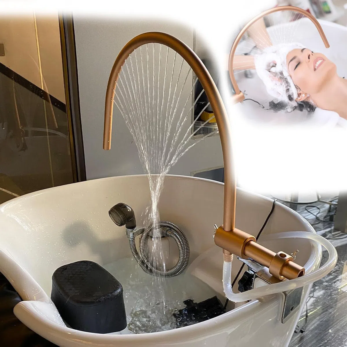 Sortie d'eau Head Spa, Verrouillage D'évier Amélioré, Pomme De Douche De Salon, Convient à La Plupart des Lits De Bol De Shampoing pour équipement De Salon De Massage, équipement De Spa Head