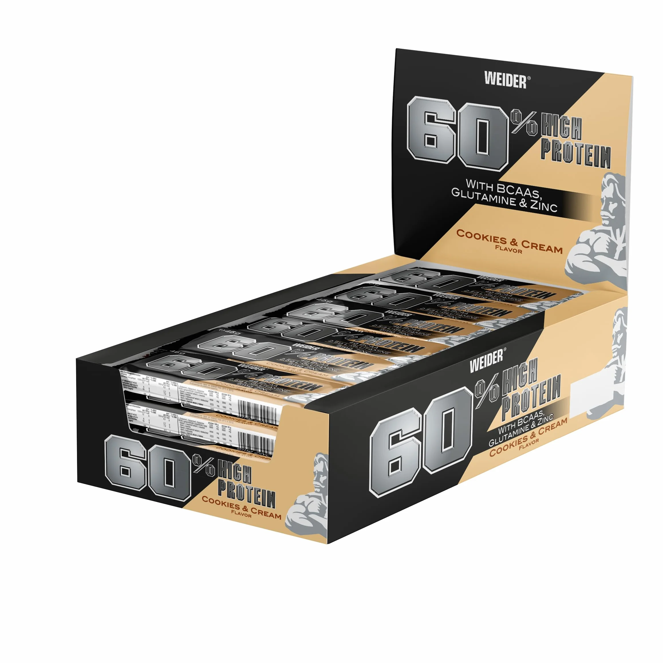 Weider Barre 60% Protéinée Biscuits et Crème 24 x 45 g