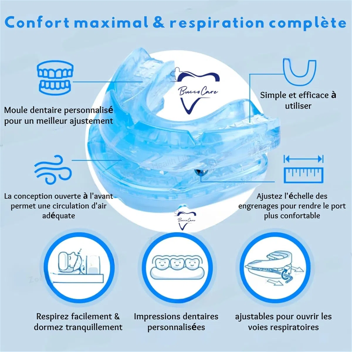 BuccoCare Orthèse D'avancée Mandibulaire Anti-Ronflement Précis Confort Doux Protections Dentaires (Rose)