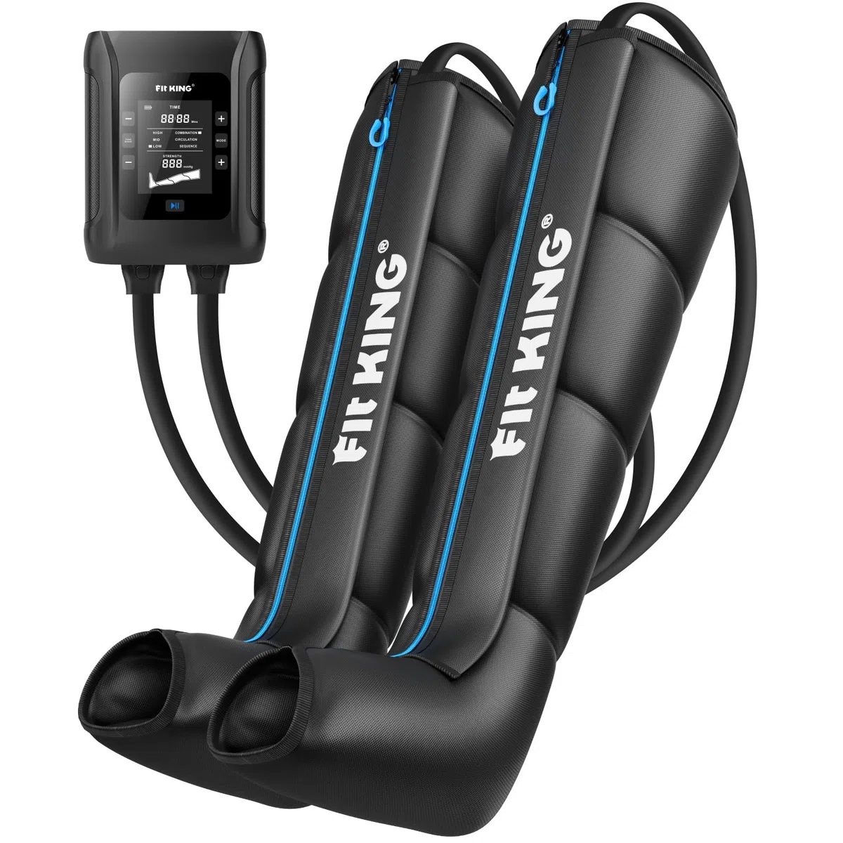 FIT KING Système de compression professionnel de compression d'air pour les jambes, bottes de récupération portables rechargeables, dispositif de compression pneumatique, récupération rapide et