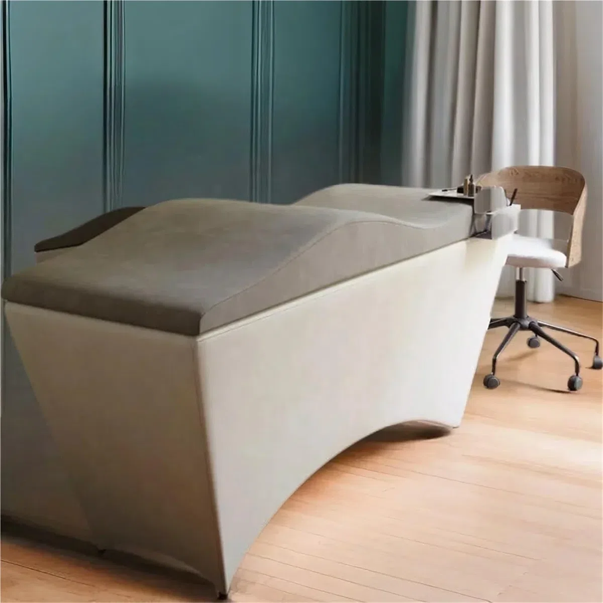 Matelas Table De Massage Surmatelas incurvé for Salon de beauté Lash Bed, Matelas en Mousse à mémoire de Forme Lash Bed Coussin Massage(Green)